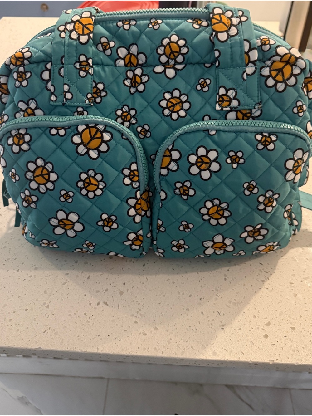 No Boundaries Teal Quilted Daisy Baby Bag